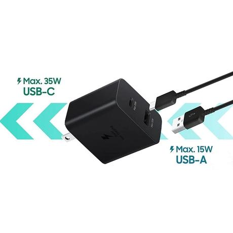 Samsung 35 W Adapter, Dual Port, Type-C & USB-A, Fast Charger, Compatible with Phones, Tablets, Black (Cable not Included)-3