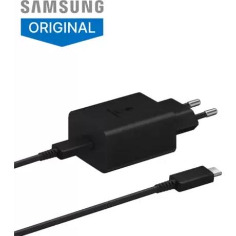 Samsung 45 W Adapter with Type C to C cable, Super Fast Charging 2.0, 5 A, Cable Length 100 cm, Compatible with Galaxy Note 10+, Note 10+ 5G, A91, Black-0