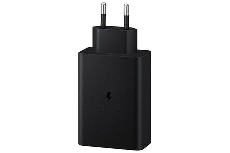 Samsung 65 W Adapter, Superfast charger, triple Ports 1 USB A, 2 Type C, Charging Indicator, Compatible with Phone, Tablet and Laptop, Black-1