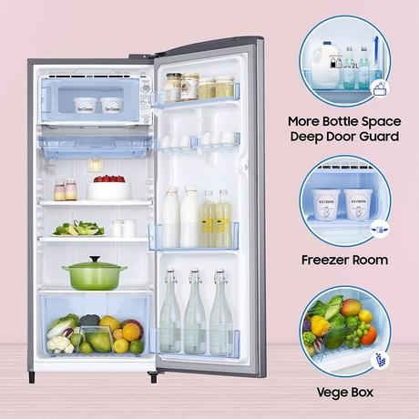 Samsung 183 L 3 Star Digital Inverter Direct Cool Single Door Refrigerator (RR20C1723S8/HL, Silver, Elegant Inox)-4