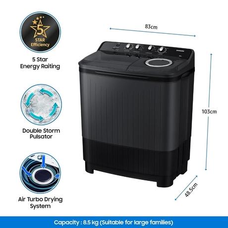 Samsung 8.5 Kg Top Load Semi-Automatic Washing Machine with Magic Filter, WT85B4200GD/TL-6