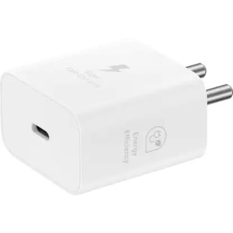 Samsung 25 W Adapter, Type-C, Fast Charging, Zero Standby Power Consumption, GAN Technology, Without Cable, White-1