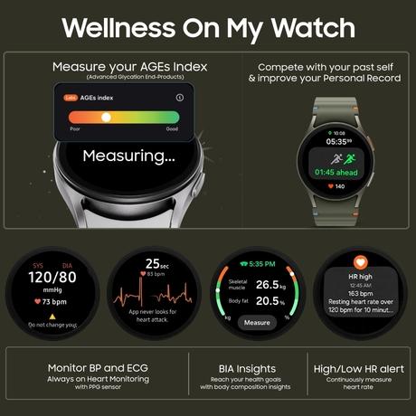 Samsung Galaxy Watch 7 40 mm Bluetooth + LTE Smart Watch, 3nm Processor, Dual GPS, Sapphire Glass & Armour Aluminum, 5ATM & IP68, HR, SpO2, BP & ECG Monitor, Cream, SM-L305FZEAINS-3