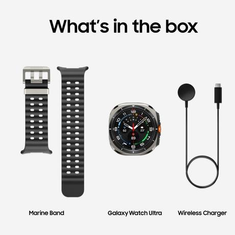 Samsung Galaxy Watch Ultra Smart Watch, Upto 100 H battery, 3nm Processor, Dual GPS, Quick Button/Siren, Sapphire Glass & Titanium, 10ATM & IP68, BP & ECG Monitor, Energy Score & AGEs,Titanium Silver, SM-L705FZTAINS-9