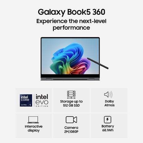 Samsung Galaxy Book5 360 NP750QHA-LG1IN Notebook Laptop (Intel Core Ultra 5/16 GB/512 GB SSD/Intel Arc Graphics/Windows 11 Home/MSOffice/AMOLED ), 39.62 cm - 15.6 inch, Grey-2