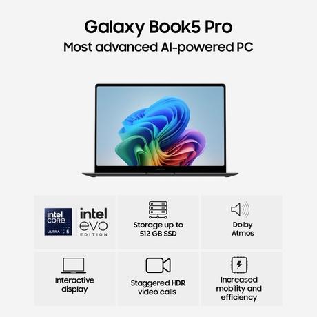 Samsung Galaxy Book5 Pro NP940XHA-LG1IN Notebook Laptop (Intel Core Ultra 5/16 GB/512 GB SSD/Intel Arc Graphics/Windows 11 Home/MSOffice/Dynamic AMOLED 2X), 35.56 cm - 14 inch, Grey-2