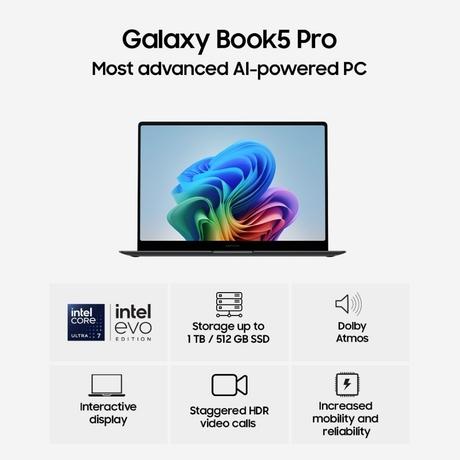 Samsung Galaxy Book5 Pro NP940XHA-LG4IN Notebook Laptop (Intel Core Ultra 7/16 GB/1 TB SSD/Intel Arc Graphics/Windows 11 Home/MSOffice/Dynamic AMOLED 2X), 35.56 cm - 14 inch, Grey-2