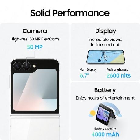 Samsung Galaxy Z Flip7 FE 5G 128 GB, 8 GB RAM, White, Mobile Phone-3
