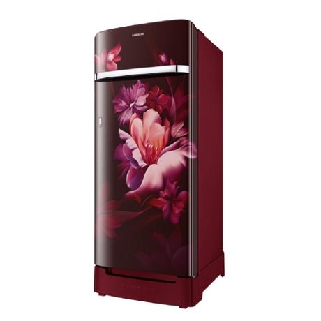 Samsung 215 L 5 Star Direct Cool Single Door Refrigerator, RR23H2H35RZ, Midnight Blossom Red, Base Stand , Garo Handle-1