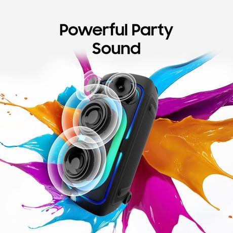 Samsung 240 W Bluetooth Party Sound Tower with in-Built Battery, 18 Hours of Playtime, Party Lights +, Grip & Roll, Splashproof IPX4, Waveguide, USB Input, 3.5 mm Jack, (MX-ST50F/XL, Black)-2
