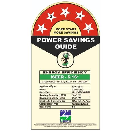 SAMSUNG 1.5 Ton 5Star 5 in 1 Convertible Inverter Spilt AC, AR18CY5ZAWK (HD Filter,100% Copper, R32, 2024 launch)-1