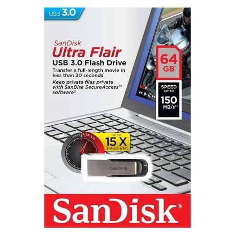 Sandisk 64 GB SanDisk Ultra Flair USB 3.0 Flash Drive, SDCZ73-064G-I35-2