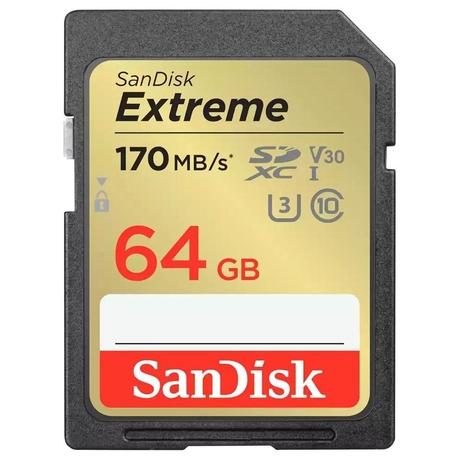 SanDisk 64 GB Extreme SD UHS-I Memory Card with Up to 170 MB/Sec Read Speed-0