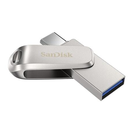 SanDisk Mobile Pen Drive Luxe 128 GB, USB Type A & USB C Connector, Up to 400 MB/sec, Silver-0