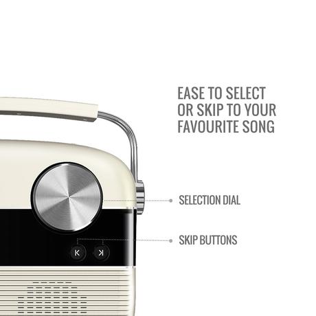 Saregama Carvaan Hindi - Portable Music Player with 5000 Preloaded Songs, FM/BT/AUX (Porcelain White)-5