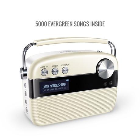 Saregama Carvaan Hindi - Portable Music Player with 5000 Preloaded Songs, FM/BT/AUX (Porcelain White)-6