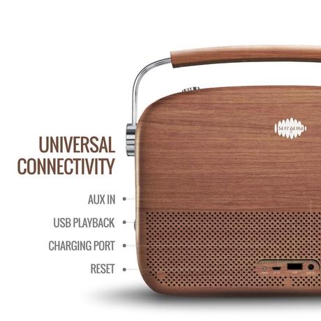 Saregama Carvaan Hindi - Portable Music Player with 5000 Preloaded Songs, FM/BT/AUX (Oak Wood Brown)-3