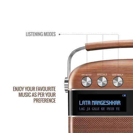 Saregama Carvaan Hindi - Portable Music Player with 5000 Preloaded Songs, FM/BT/AUX (Oak Wood Brown)-6