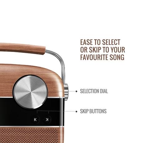 Saregama Carvaan Hindi - Portable Music Player with 5000 Preloaded Songs, FM/BT/AUX (Oak Wood Brown)-7