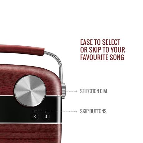 Saregama Carvaan Hindi - Portable Music Player with 5000 Preloaded Songs, FM/BT/AUX (Cherrywood Red)-7