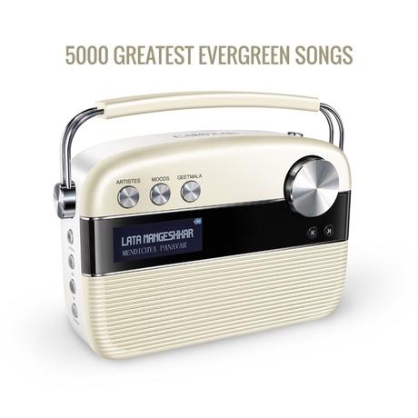 Saregama Carvaan Marathi - Portable Music Player with 5000 Preloaded Songs, FM/BT/AUX (Porcelain White)-1