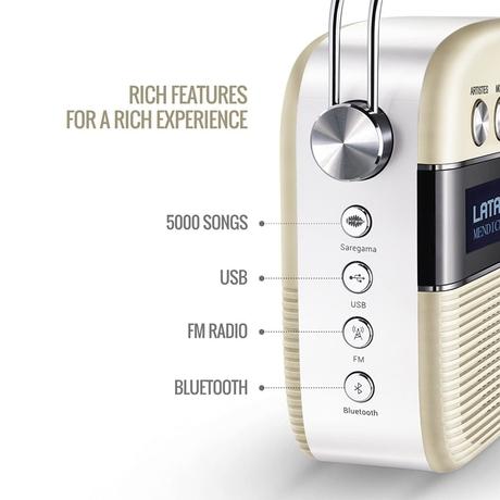 Saregama Carvaan Marathi - Portable Music Player with 5000 Preloaded Songs, FM/BT/AUX (Porcelain White)-2