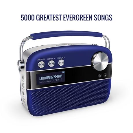 Saregama Carvaan Premium Hindi - Portable Music Player with 5000 Preloaded Songs, FM/BT/AUX (Royal Blue)-1