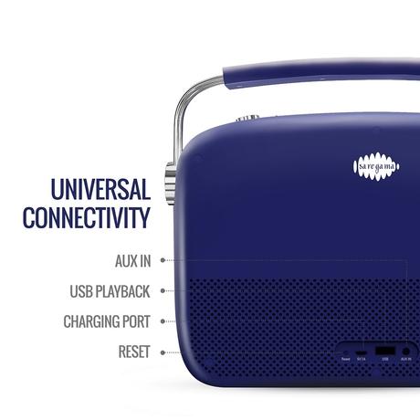 Saregama Carvaan Premium Hindi - Portable Music Player with 5000 Preloaded Songs, FM/BT/AUX (Royal Blue)-3