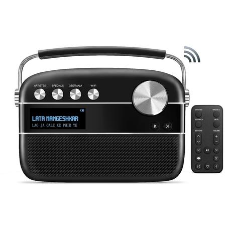 Saregama Carvaan Wifi Hindi 5000 Pre-Loaded Songs with Podcast, FM/BT/AUX (Classic Black)-0