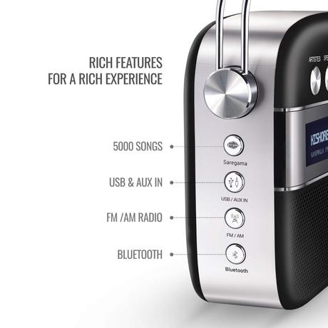 Saregama Carvaan Wifi Hindi 5000 Pre-Loaded Songs with Podcast, FM/BT/AUX (Classic Black)-2