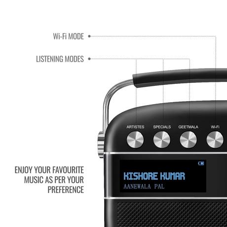 Saregama Carvaan Wifi Hindi 5000 Pre-Loaded Songs with Podcast, FM/BT/AUX (Classic Black)-4