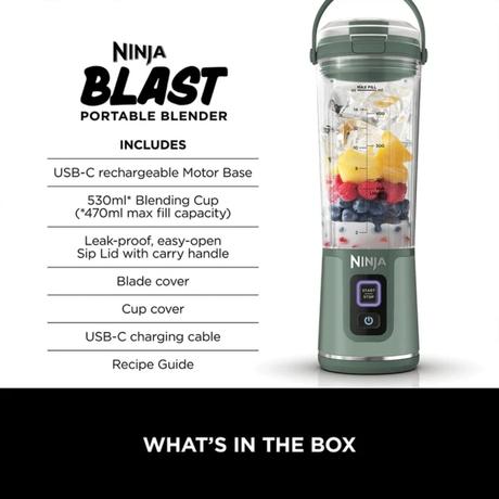 Ninja Blast Portable Cordless Blender, White, BC151INWH-1