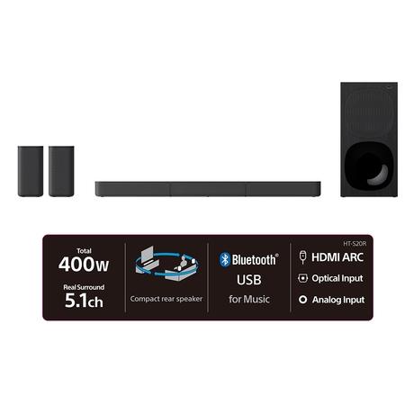 Sony HT-S20R ,5.1 Channel Dolby Digital Soundbar Home Theatre System(Bluetooth Connectivity,USB Connectivity), 400 Watts-2