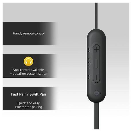 Sony WI-C100 Wirless Neckband Earphone with Up to 25 Hours of Battery Life, hands-free calling, IPX4 rating with Splash and Sweat-Proof, Voice assistant compatible, Black-8