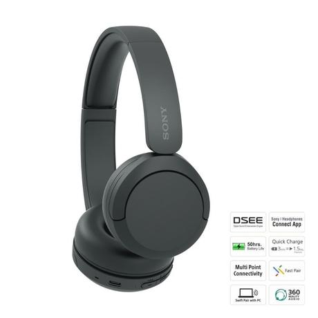 Sony WH-CH520, Wireless On-Ear Bluetooth Headphones with Mic, Up to 50 Hours of Playtime, Quick charging, Multipoint Connectivity, Fast Charge, Black-11