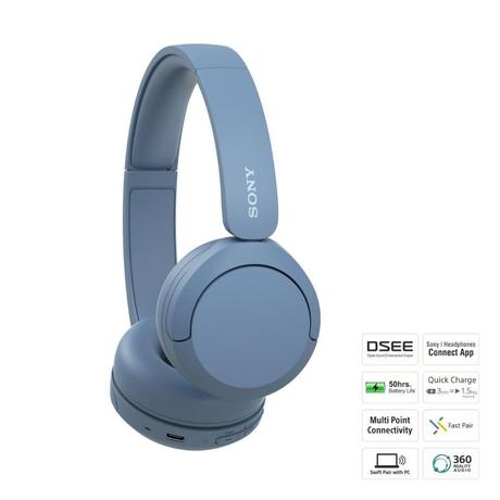 Sony WH-CH520, Wireless On-Ear Bluetooth Headphones with Mic, Up to 50 Hours of Playtime, Quick charging, Multipoint Connectivity, Fast Charge, Blue-10