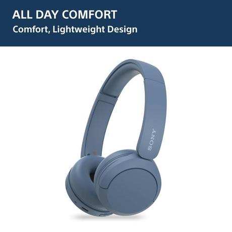 Sony WH-CH520, Wireless On-Ear Bluetooth Headphones with Mic, Up to 50 Hours of Playtime, Quick charging, Multipoint Connectivity, Fast Charge, Blue-2