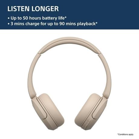 Sony WH-CH520, Wireless On-Ear Bluetooth Headphones with Mic, Up to 50 Hours of Playtime, Quick charging, Multipoint Connectivity, Fast Charge, Taupe-1