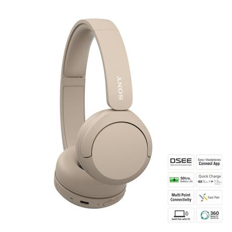 Sony WH-CH520, Wireless On-Ear Bluetooth Headphones with Mic, Up to 50 Hours of Playtime, Quick charging, Multipoint Connectivity, Fast Charge, Taupe-10