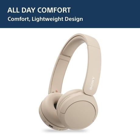 Sony WH-CH520, Wireless On-Ear Bluetooth Headphones with Mic, Up to 50 Hours of Playtime, Quick charging, Multipoint Connectivity, Fast Charge, Taupe-2