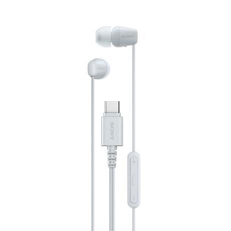 Sony IER-EX15C Wired in Ear Type C Earphone, In-Line remote for Volume & Mute Function with Mic, Tangle Free Serration Wire, Compatible with USB-C Devices, High Sound Quality (White)-0