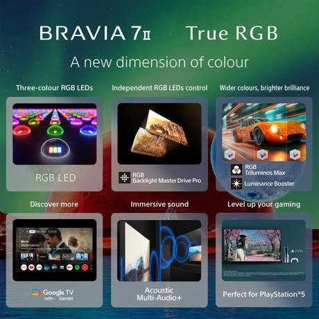Sony 139 cm (55 inch) Bravia Tru RGB UHD Smart LED Google TV, Black, 55XR70M2-7