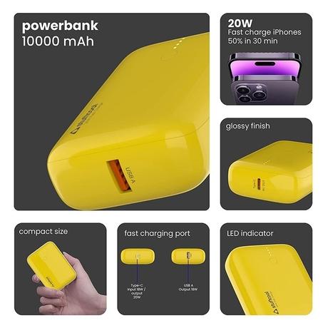 Stuffcool 10000 mAh Power Bank, Palm Smallest Yellow-1
