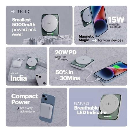 Stuffcool Lucid 5000 mAh MagSafe Power Bank, White-2