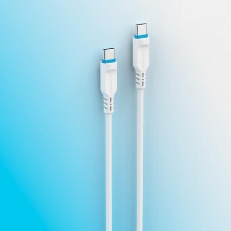 Stuffcool Tug Type C To Type C 100 W E-Mark 120 cm (1.2 m) PET Braided Power Cable,White-1