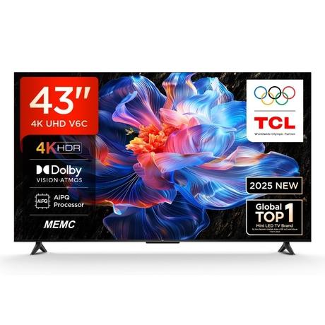 TCL 109.22 cm (43 inch) 4K UHD Google TV, 43V6C, Black-0