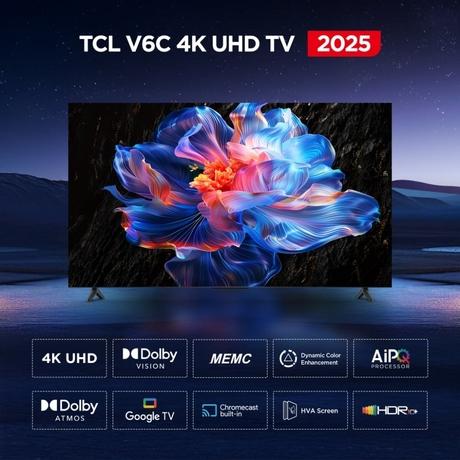 TCL 109.22 cm (43 inch) 4K UHD Google TV, 43V6C, Black-1