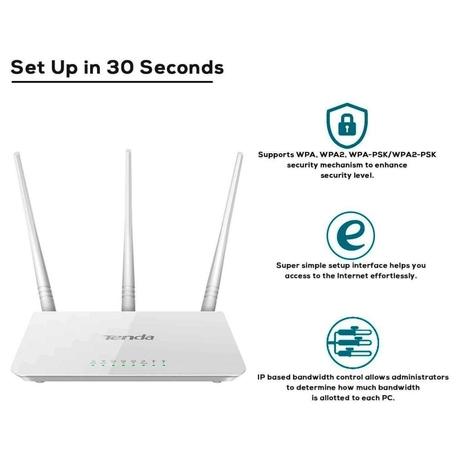 Tenda F3 300Mbps Wireless Router with 3 External Antennas - White-2