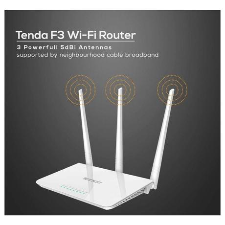 Tenda F3 300Mbps Wireless Router with 3 External Antennas - White-3