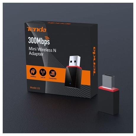 Tenda U3 WiFi Dongle 300Mbps USB Wireless Adapter, 2.4GHz, 2 Internal Antennas, USB 2.0, WPS, Soft AP Mode, Supports Windows 10 / 8.1 / 8/7 / XP, Mac OS 10.7 10.12, Linux (Black)-5